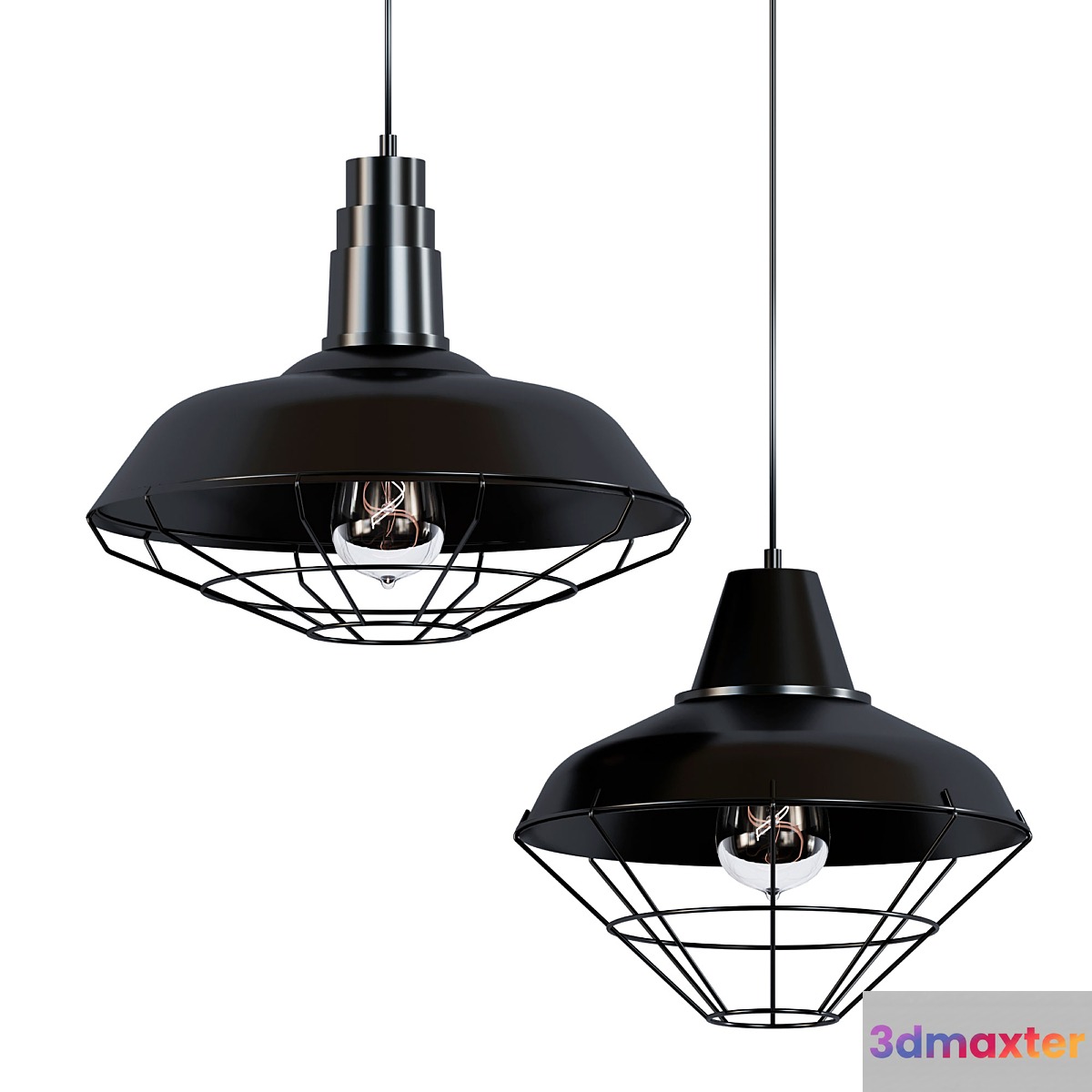 Wholesale Retro Black Metal Chandelier Industrial Bar Loft Industrial Cafe Restaurant Wrought Iron Lamp 3D Max
