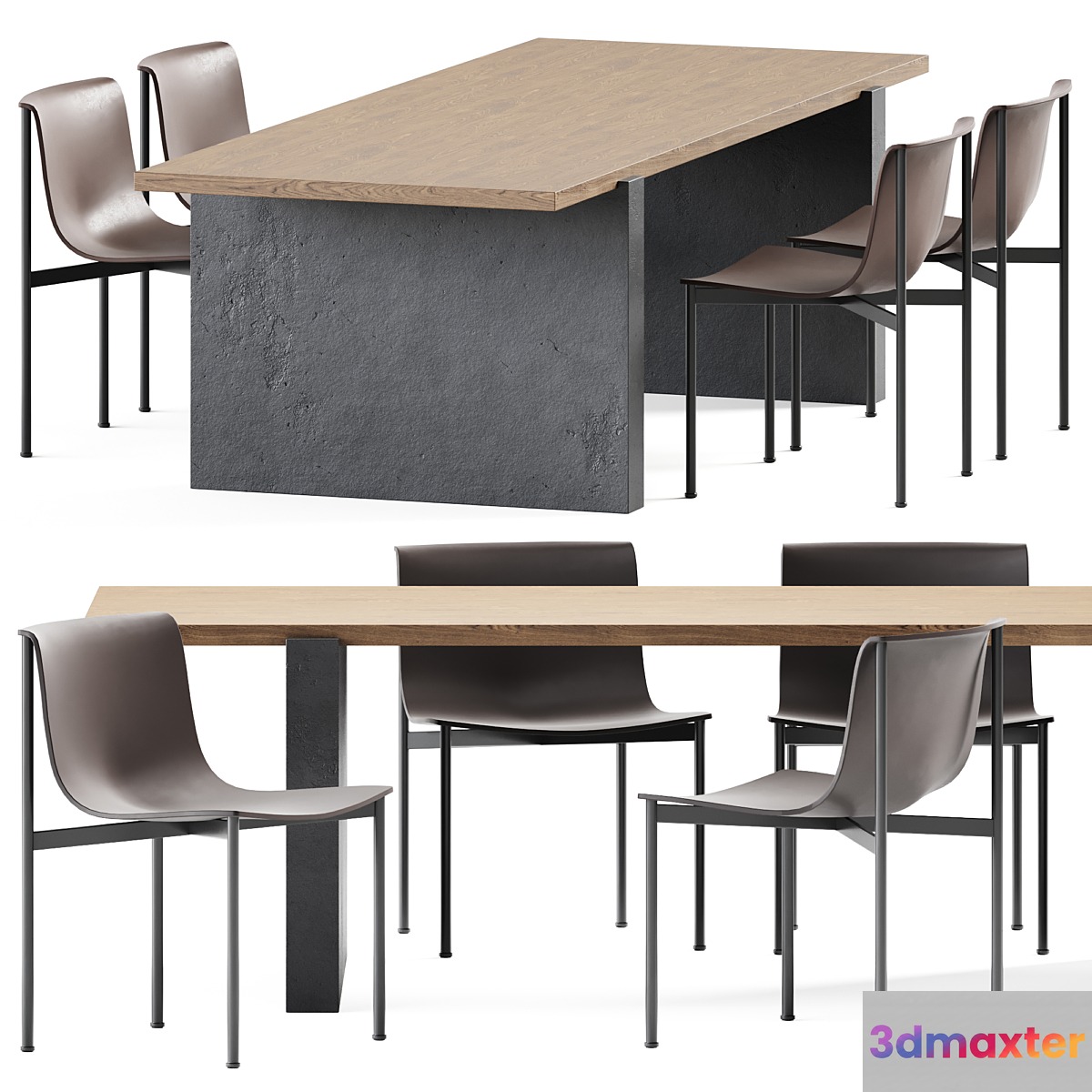 Table Accademia by Cimento and Ombra Leather chair by Lema 3D Max