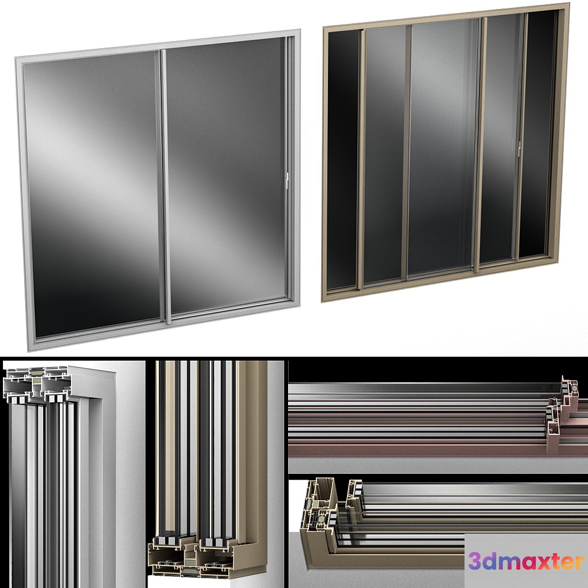 Sliding Stained Glass Aluminum doors - No.3