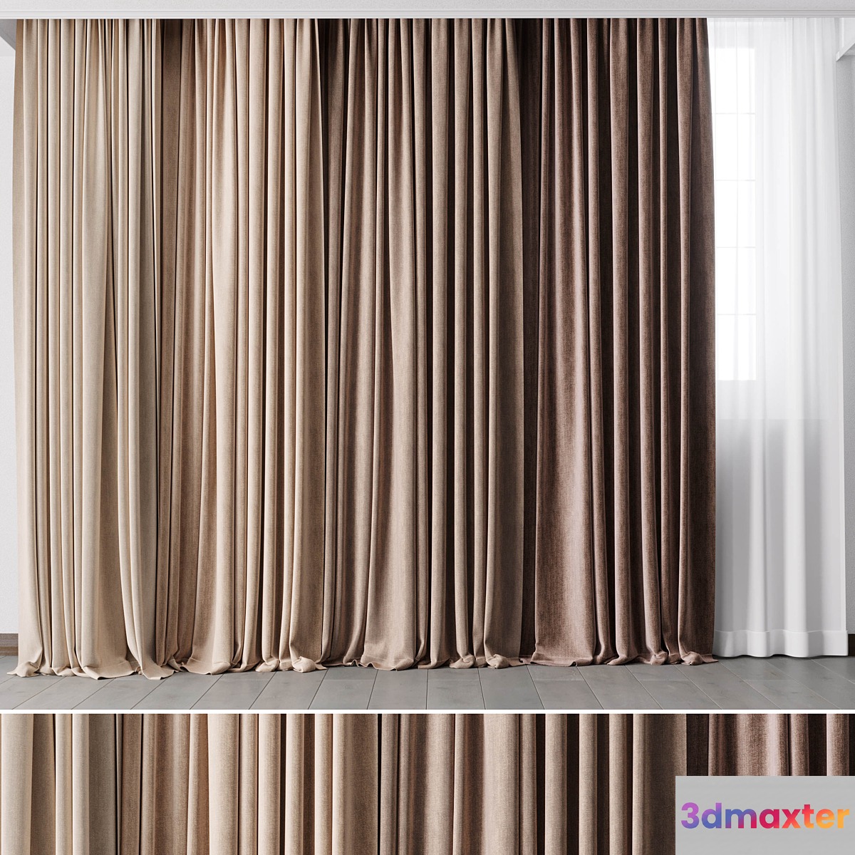Hadi Curtains 51 - collection red curtains 3D Max