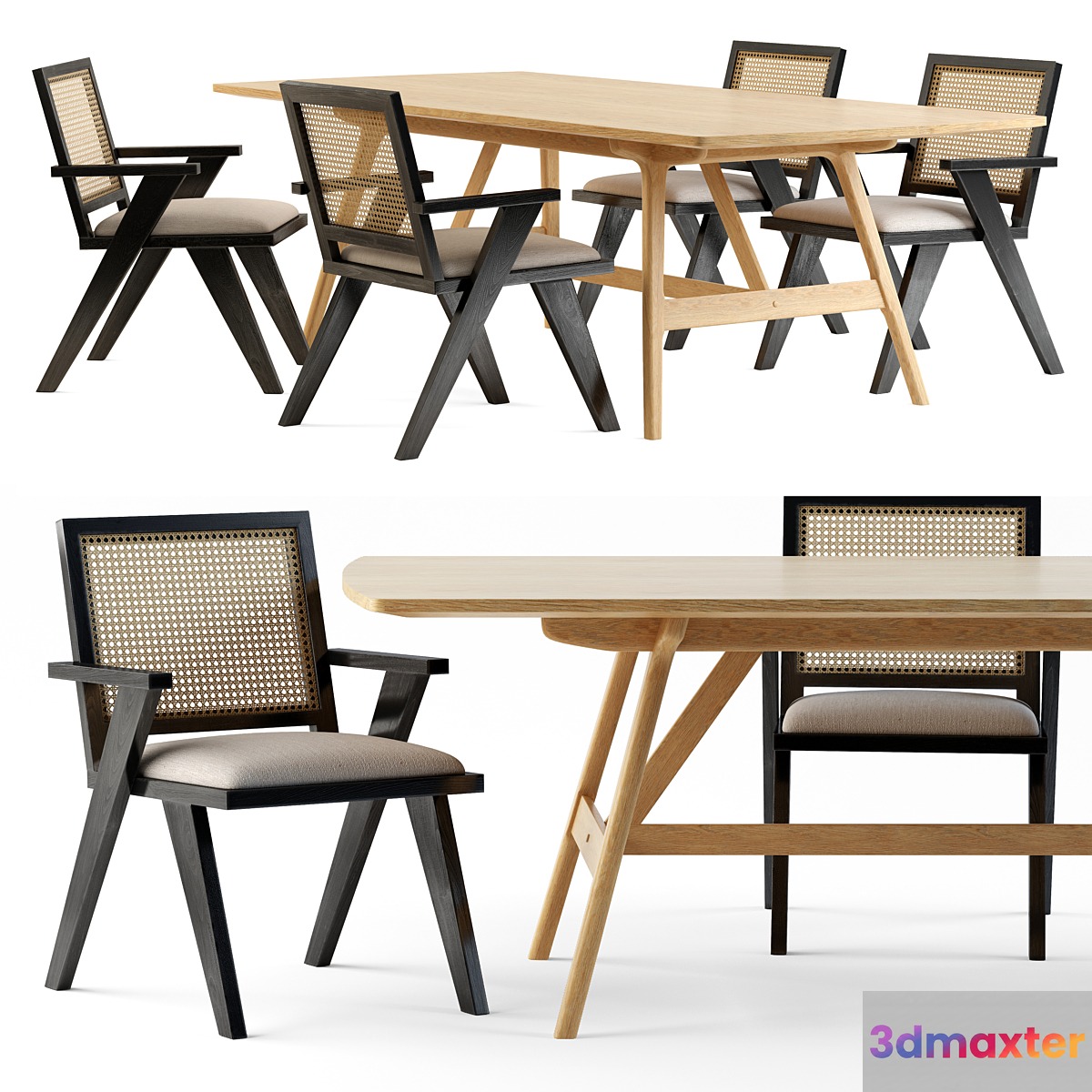 Four Hands. Flora Dining Chair. Yara dining table - No.2