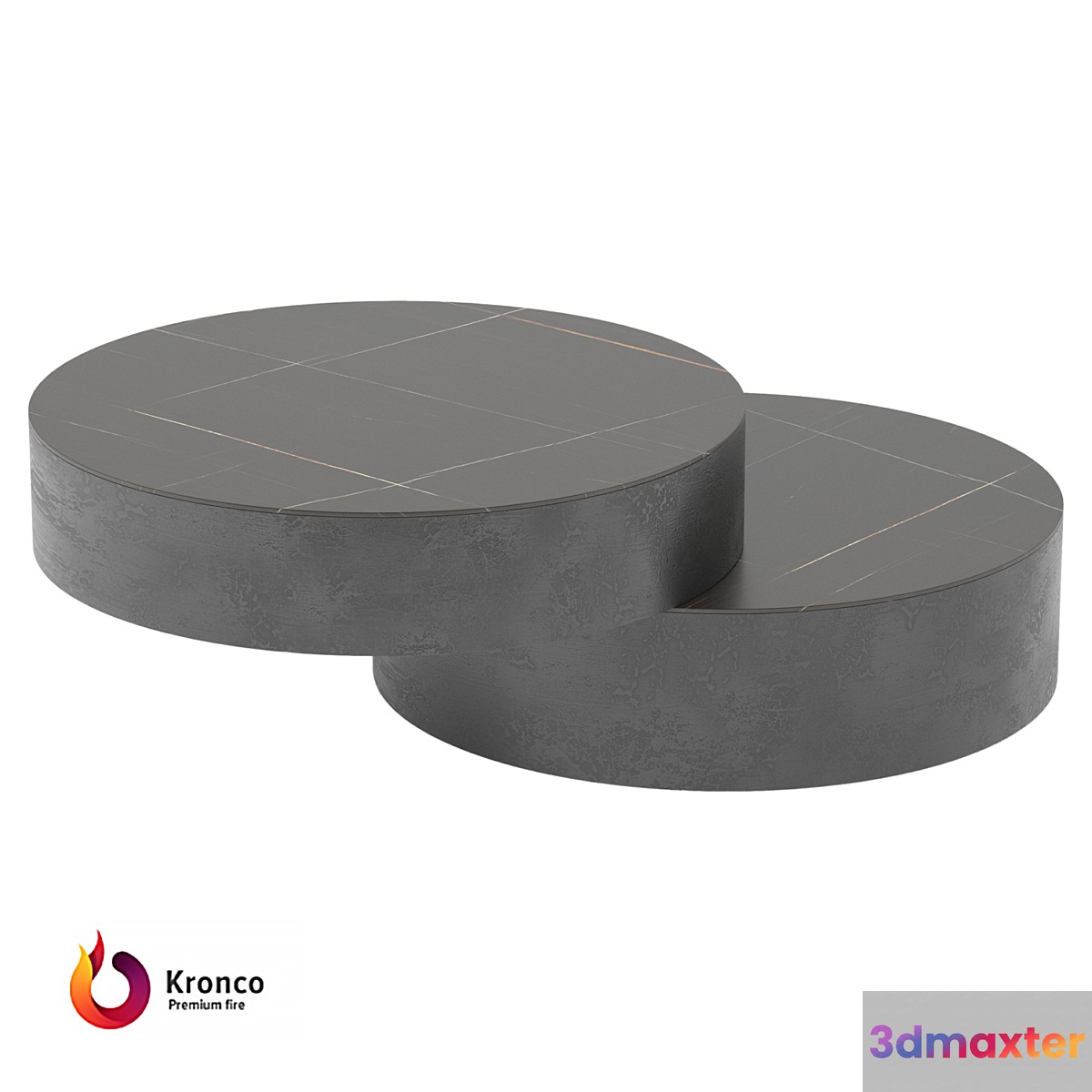 Round coffee table made of Kronco Duet porcelain stoneware