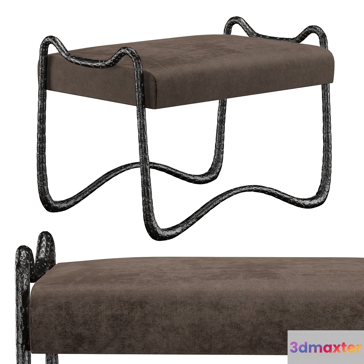 Hammered Bronze Bench 3D Max