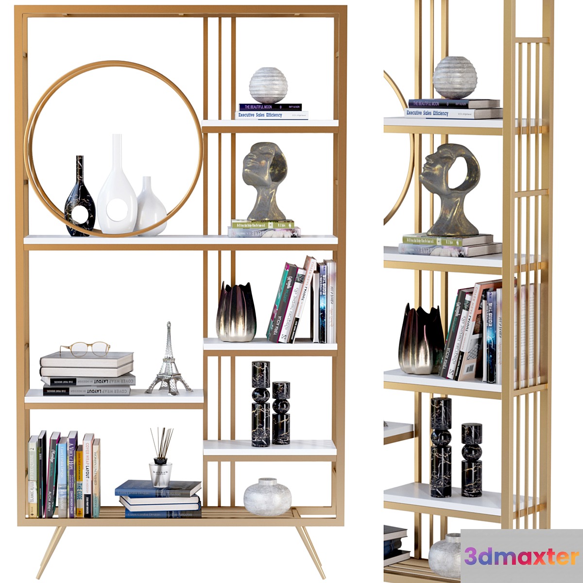 Rack with decor books and figurines - No.2