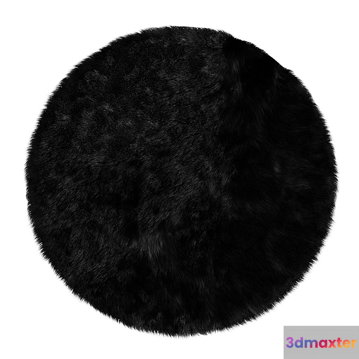 Round fluffy black carpet