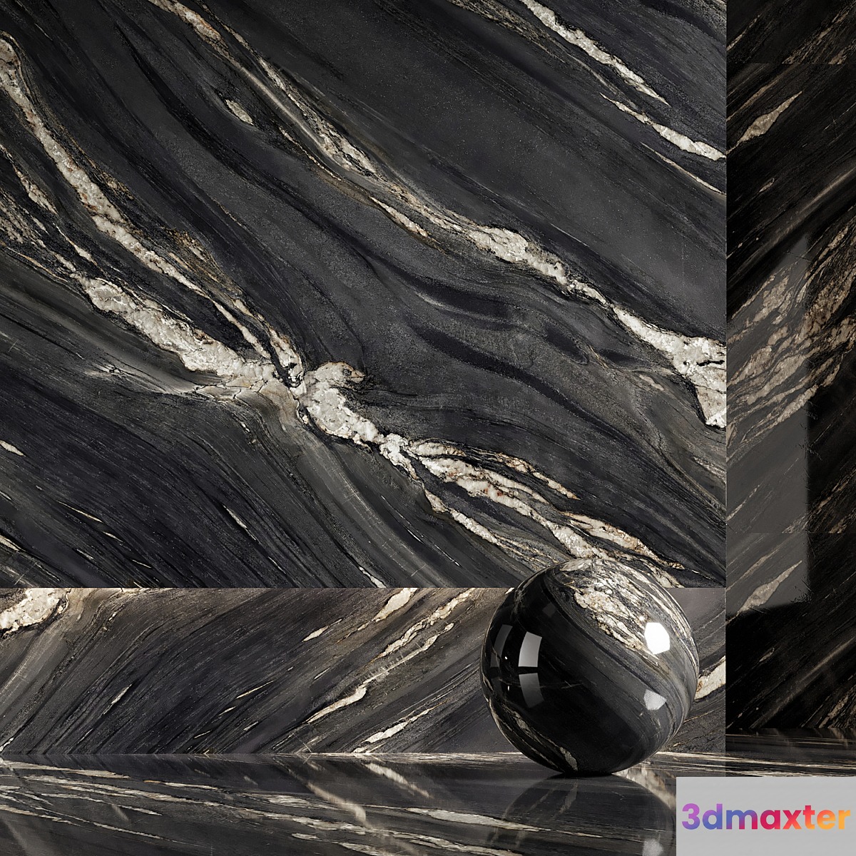 Marble Gray Black 3D Max
