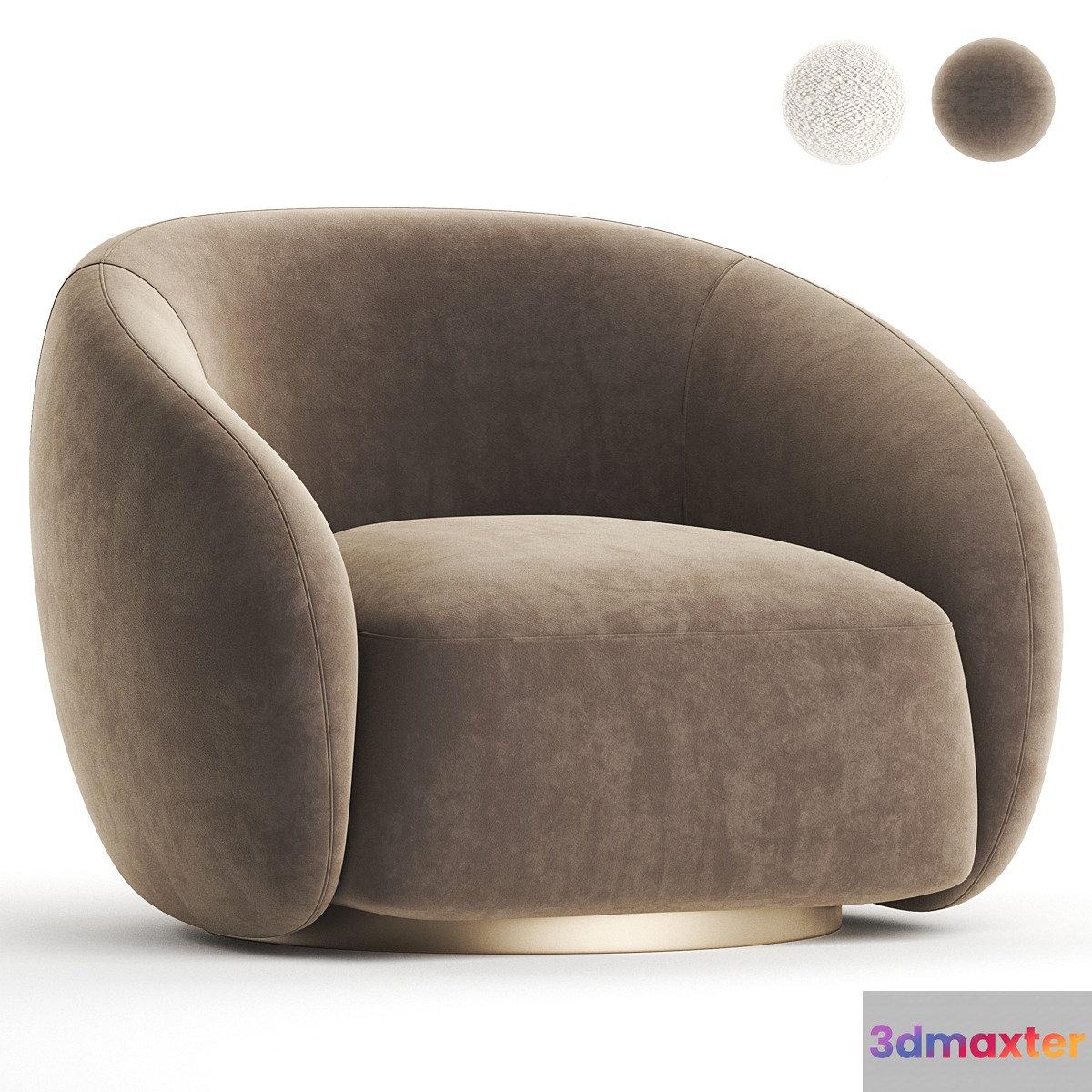 EICHHOLTZ Swivel Armchair BRICE Boucle Cream - No.6