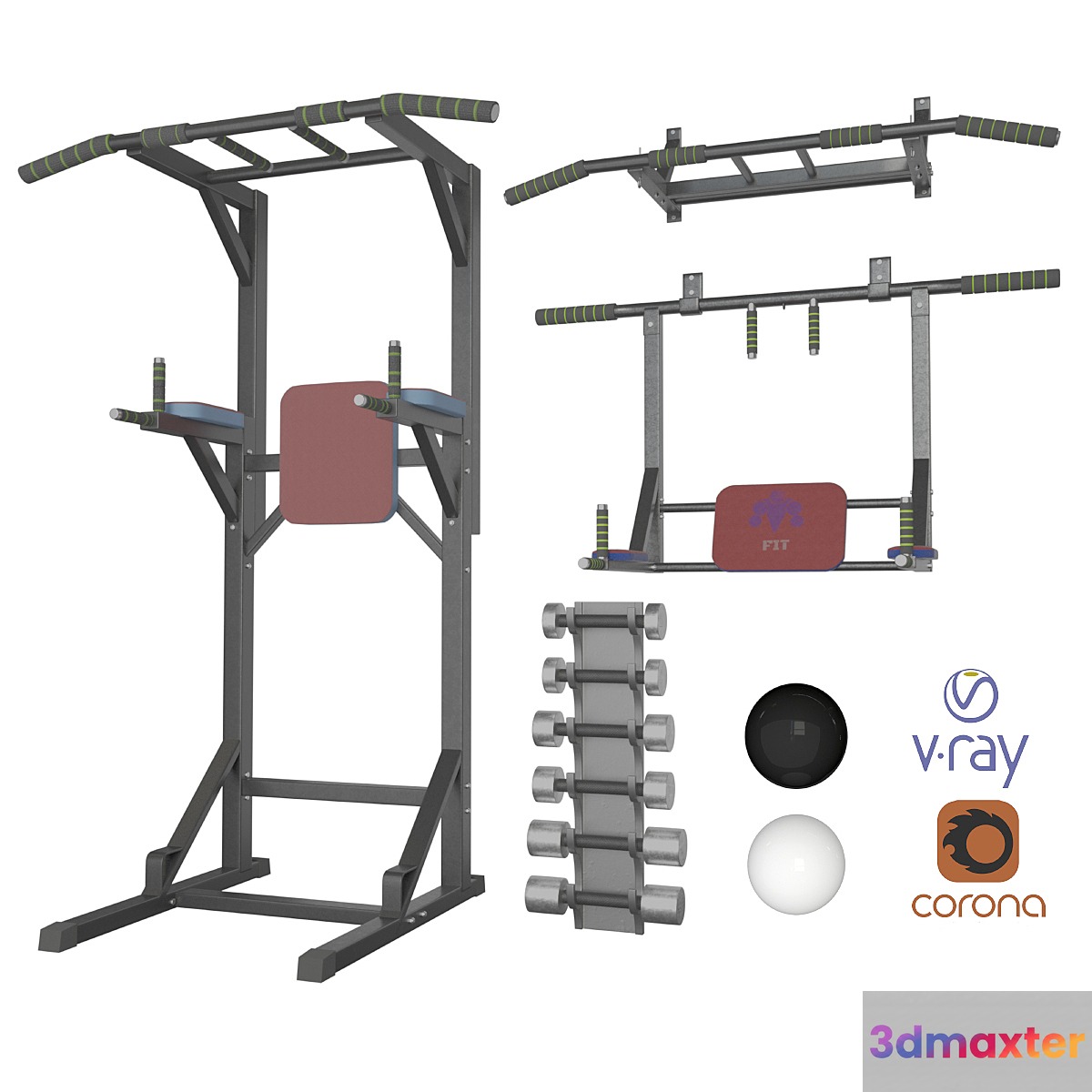 Wall horizontal bar horizontal bar 3 in 1 and Dumbbells