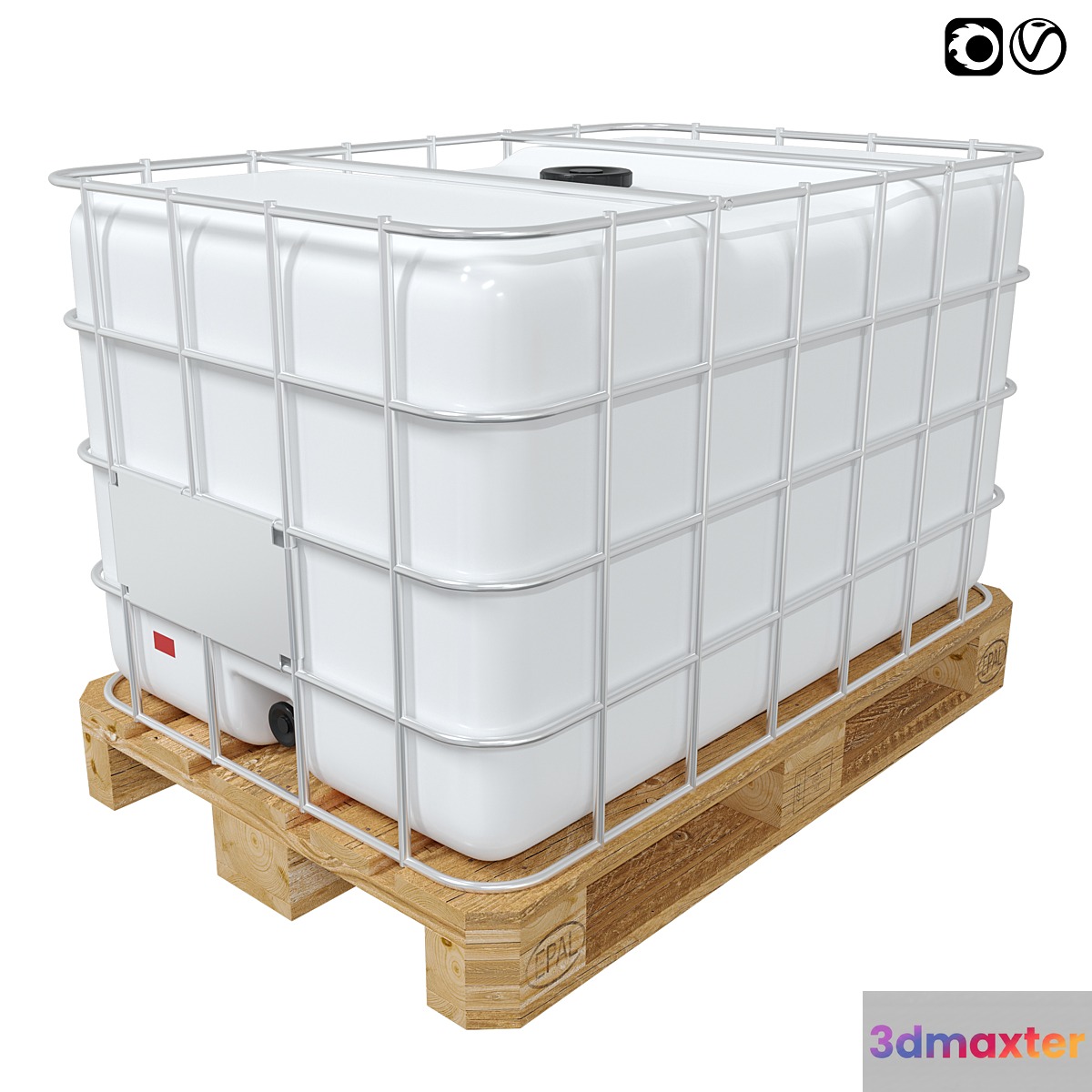 Euro-cubes capacity 1000l cubic capacity on a wooden pallet 3D Max