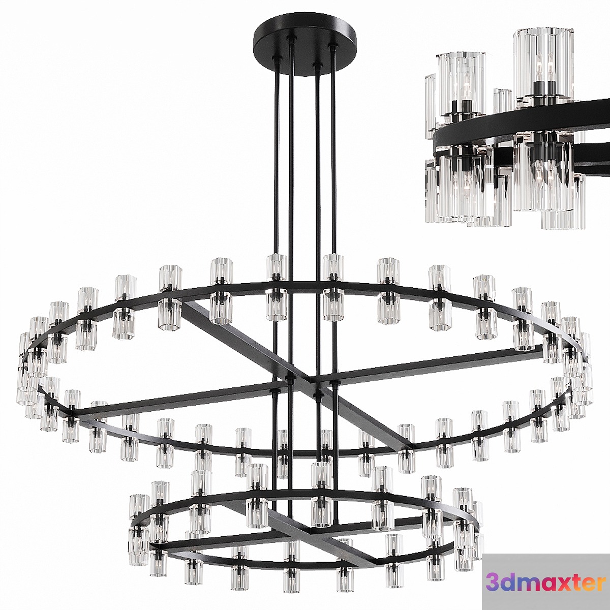 Restoration Hardware ARCACHON ROUND 2-TIER CHANDELIER 60 Black 3D Max
