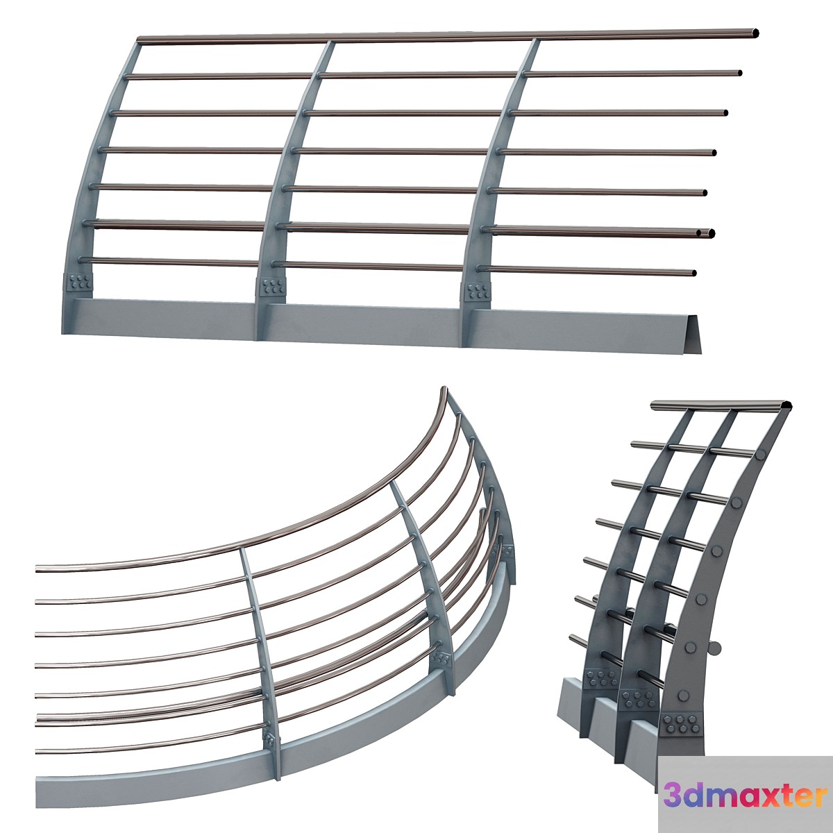 Metal bridge deck fencing of the embankment