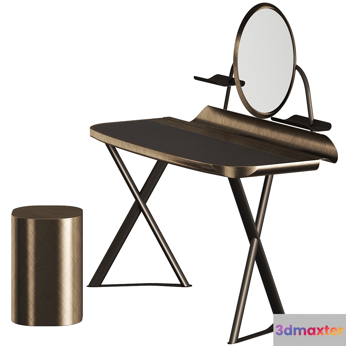 Cattelan Italia Cocoon Trousse Leather Desk and Pancho Stool 3D Max