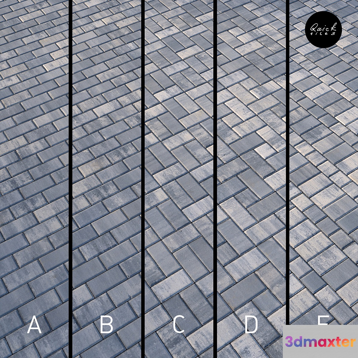 Set of 5 materials of colorful paving stones