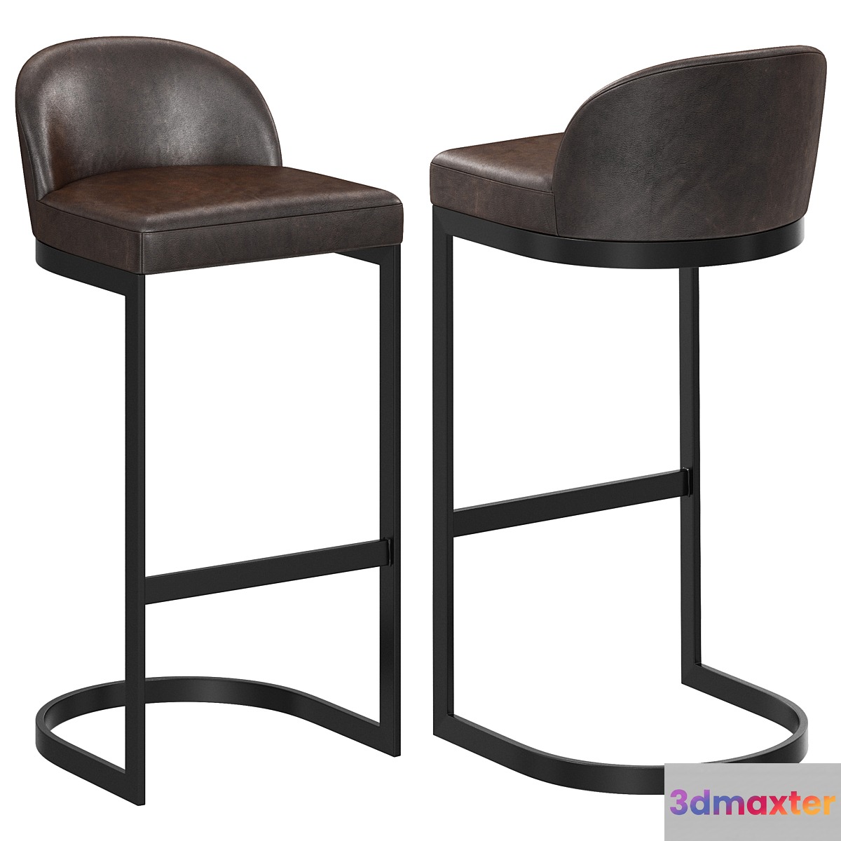 Restoration Hardware 1960s Rome Leather Bar Stool 3D Max