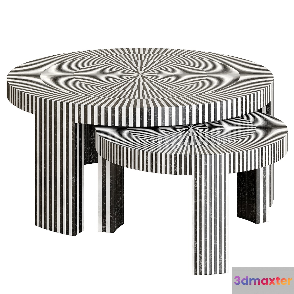 Marble Striped Nesting Coffee Table Sets Fnct-1420-Mklg 3D Max