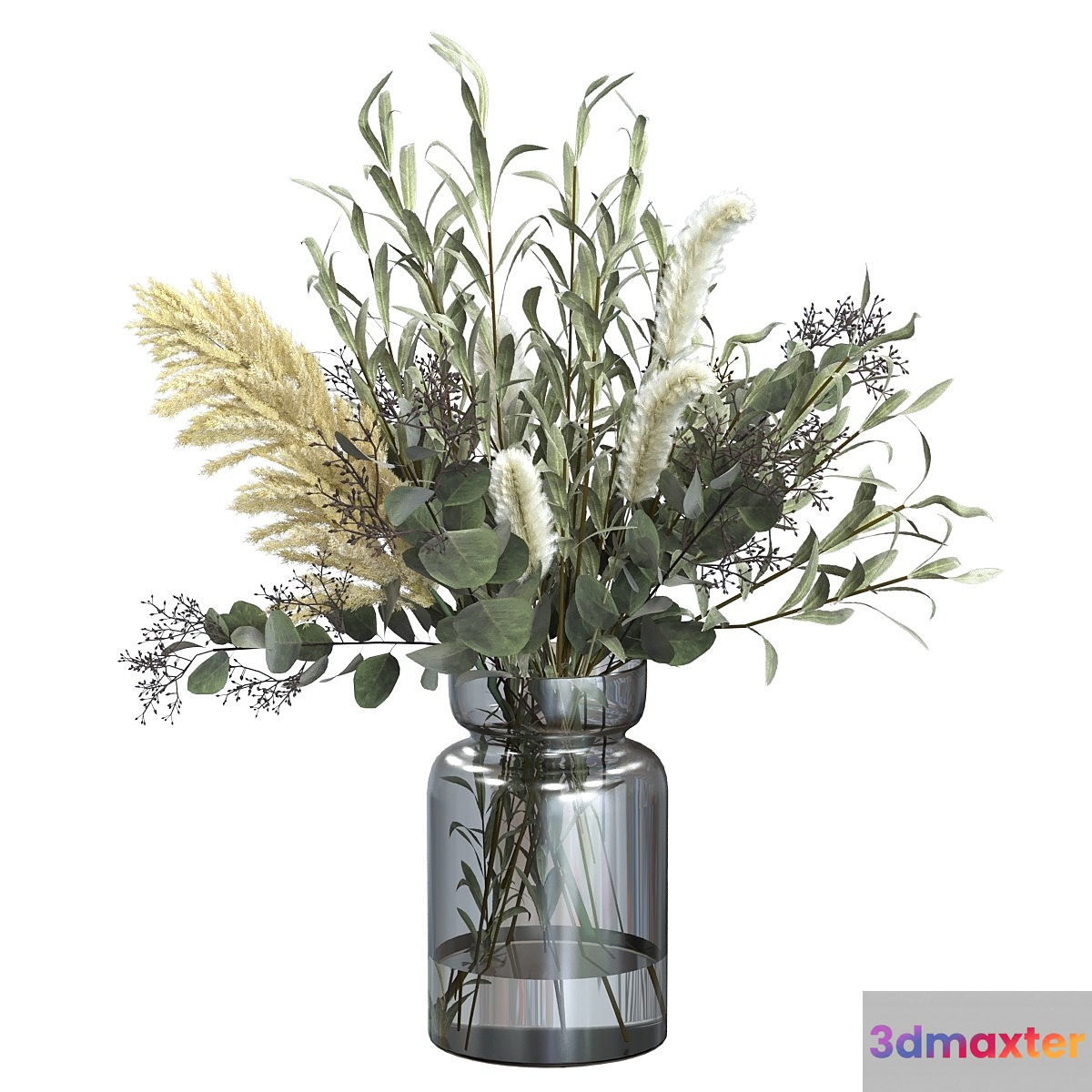 Bouquet of olive with pennisetum and pampas grass