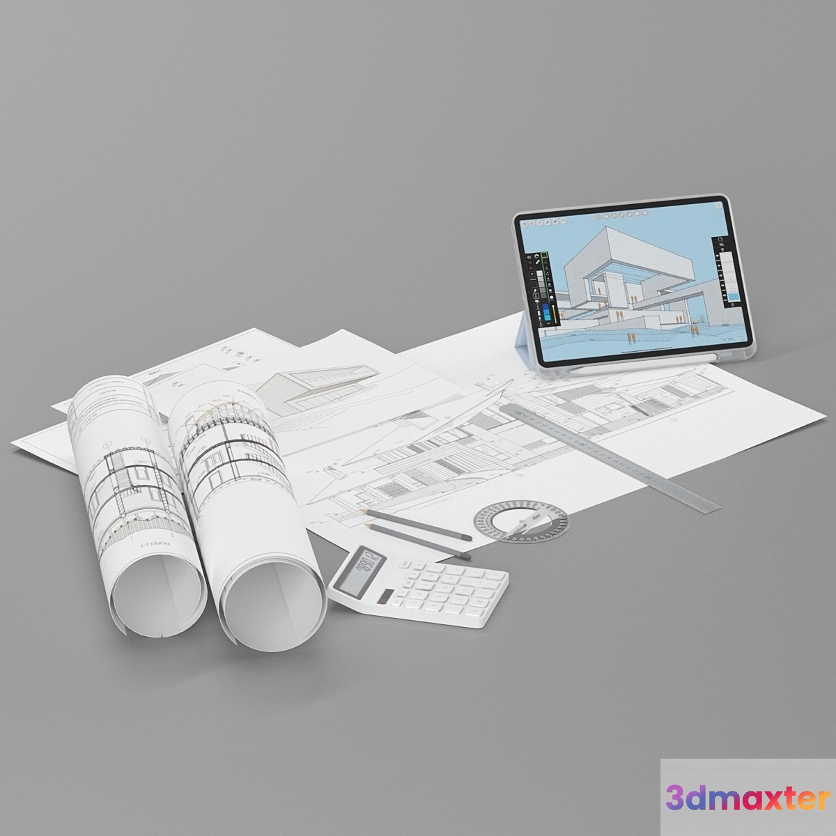 Draftsman architect set desktop filling