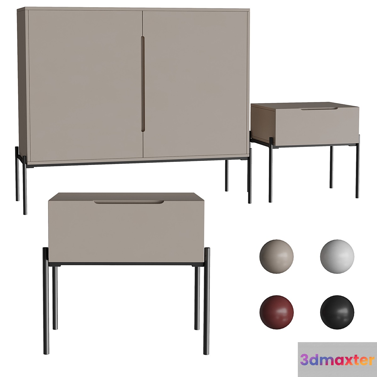 Bedside table and chest of drawers Flow