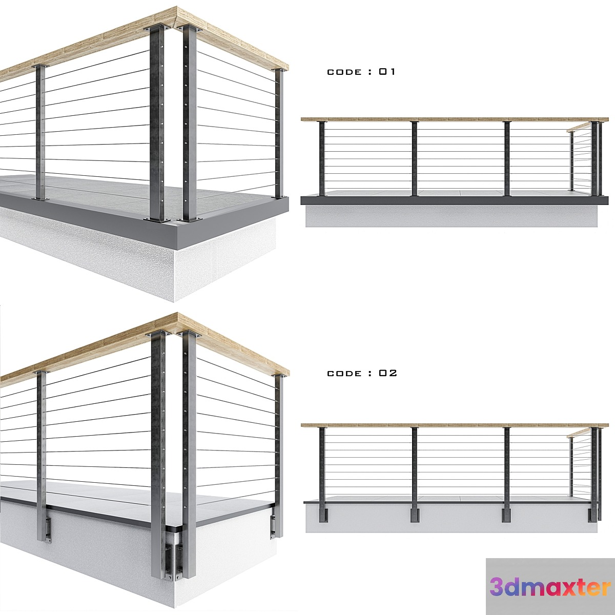 cable railing-04 3D Max
