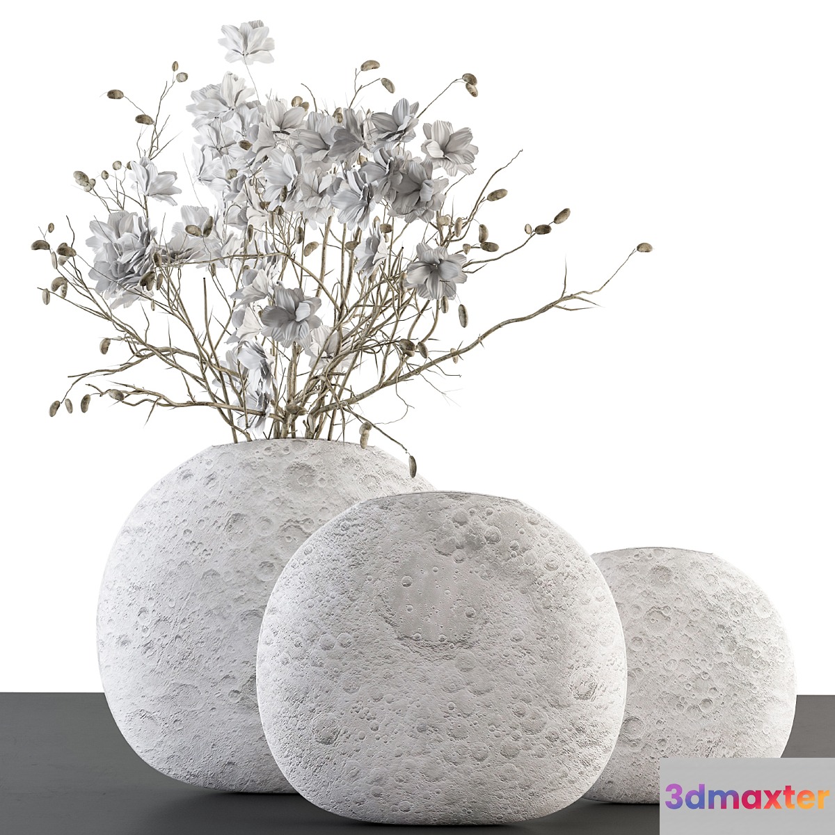 Bouquet - white Flower in Circular lunar vase 88 - No.2