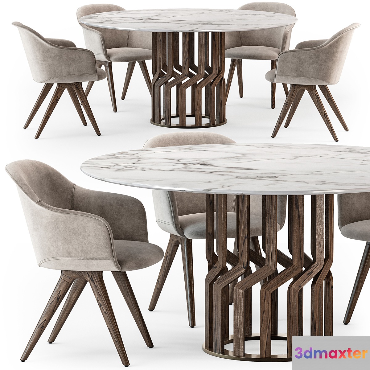 Potocco Intreccio table Lyz wood armchair - No.2