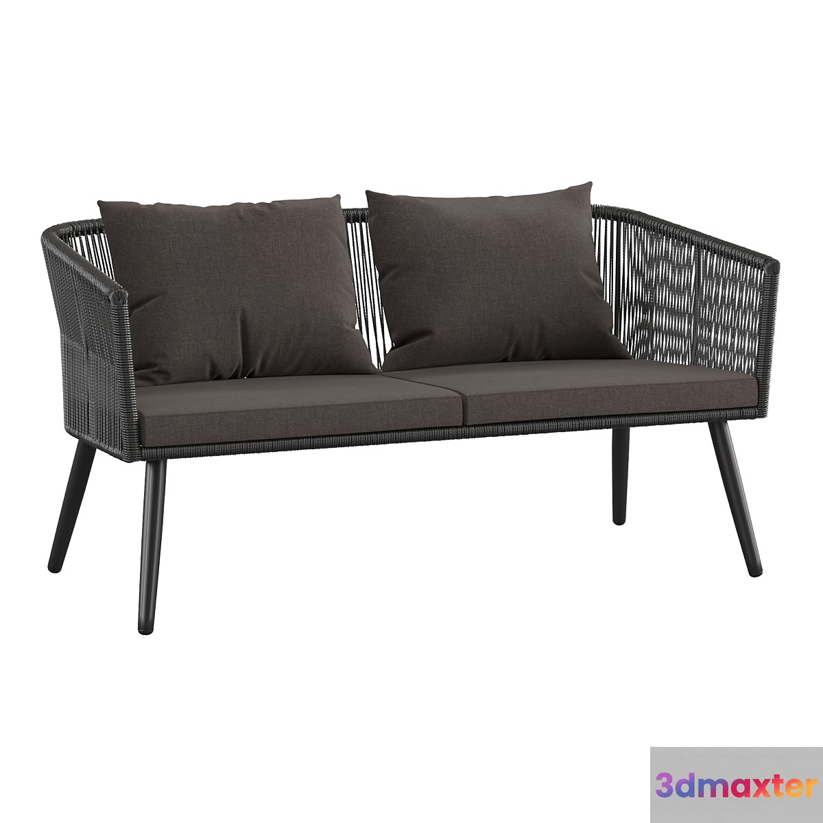 Outdoor garden 2-seater couch made of artificial rattan 3D Max