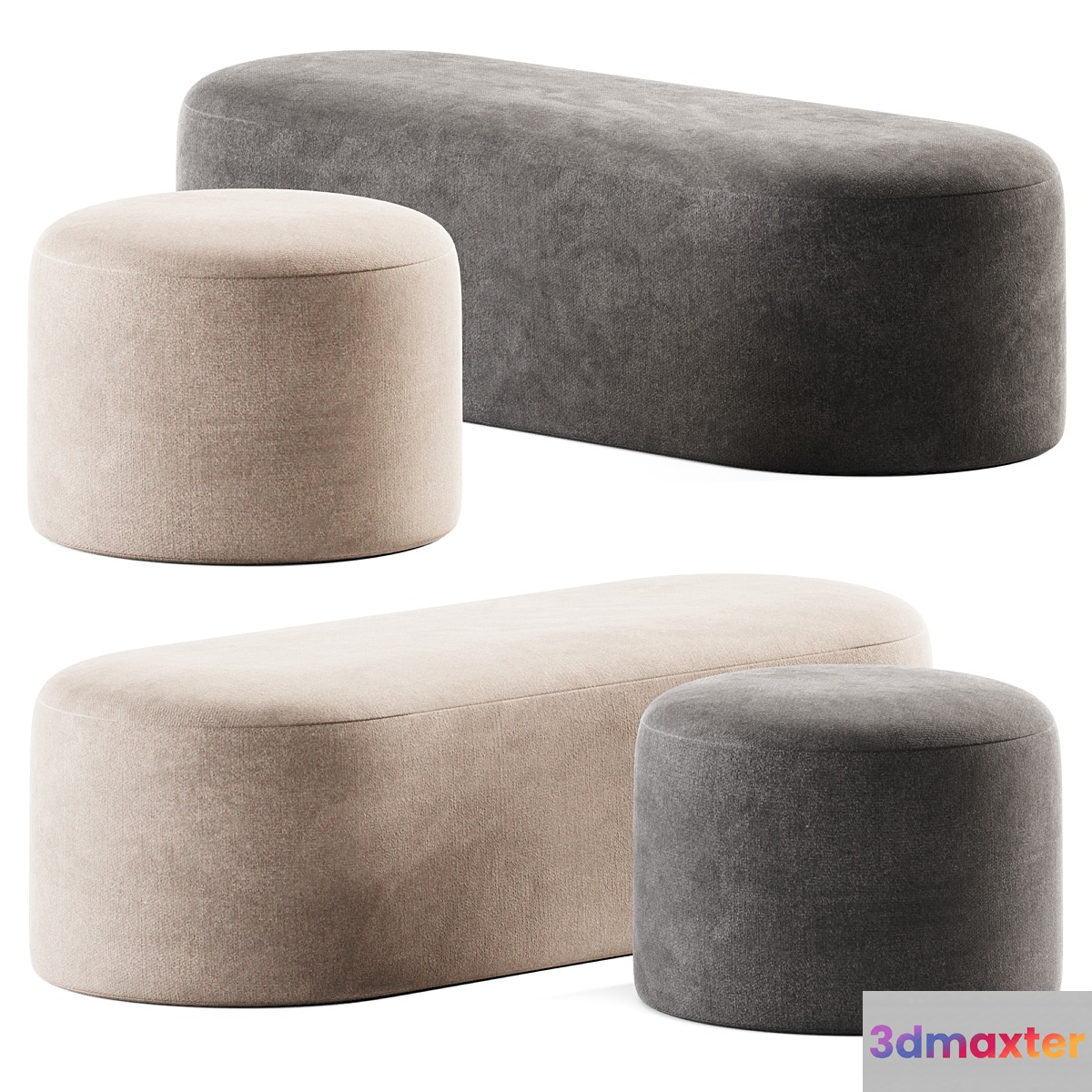 Proto Plus Halle Pouf and Bench