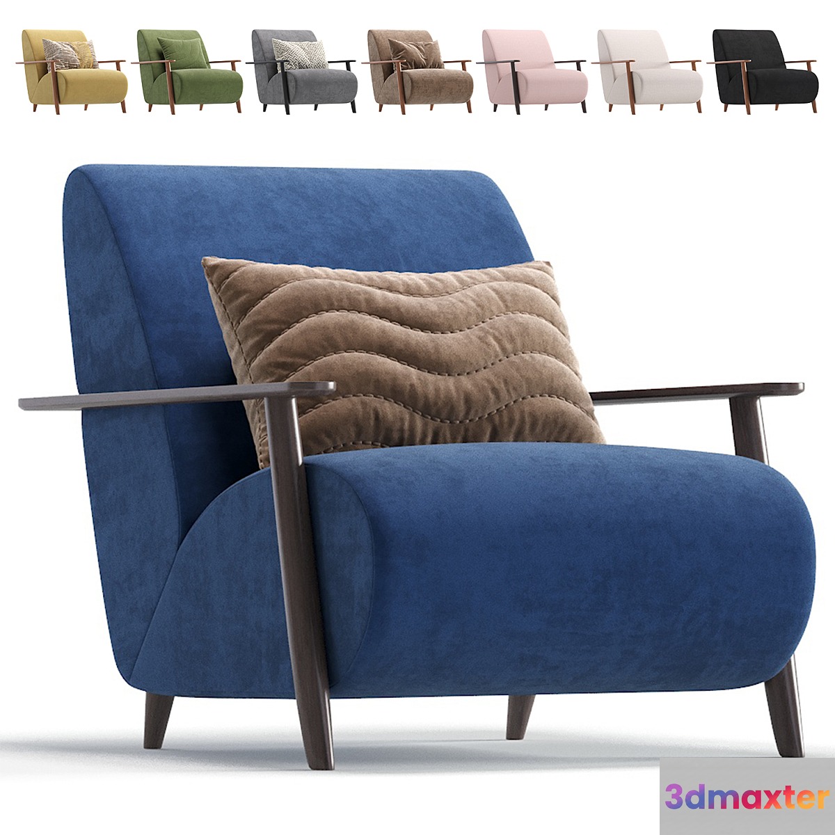 Armchair Marthan Beige Velvet By Barcelona Design 8 Colors Version