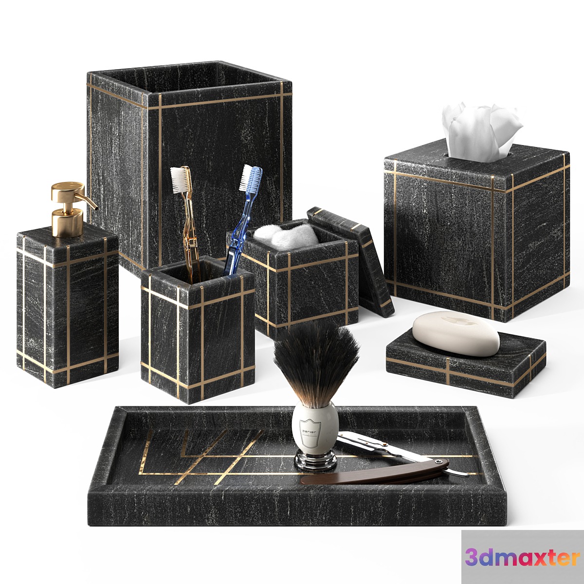Bath Accessories Set - Palais Marble by Kassatex - No.2