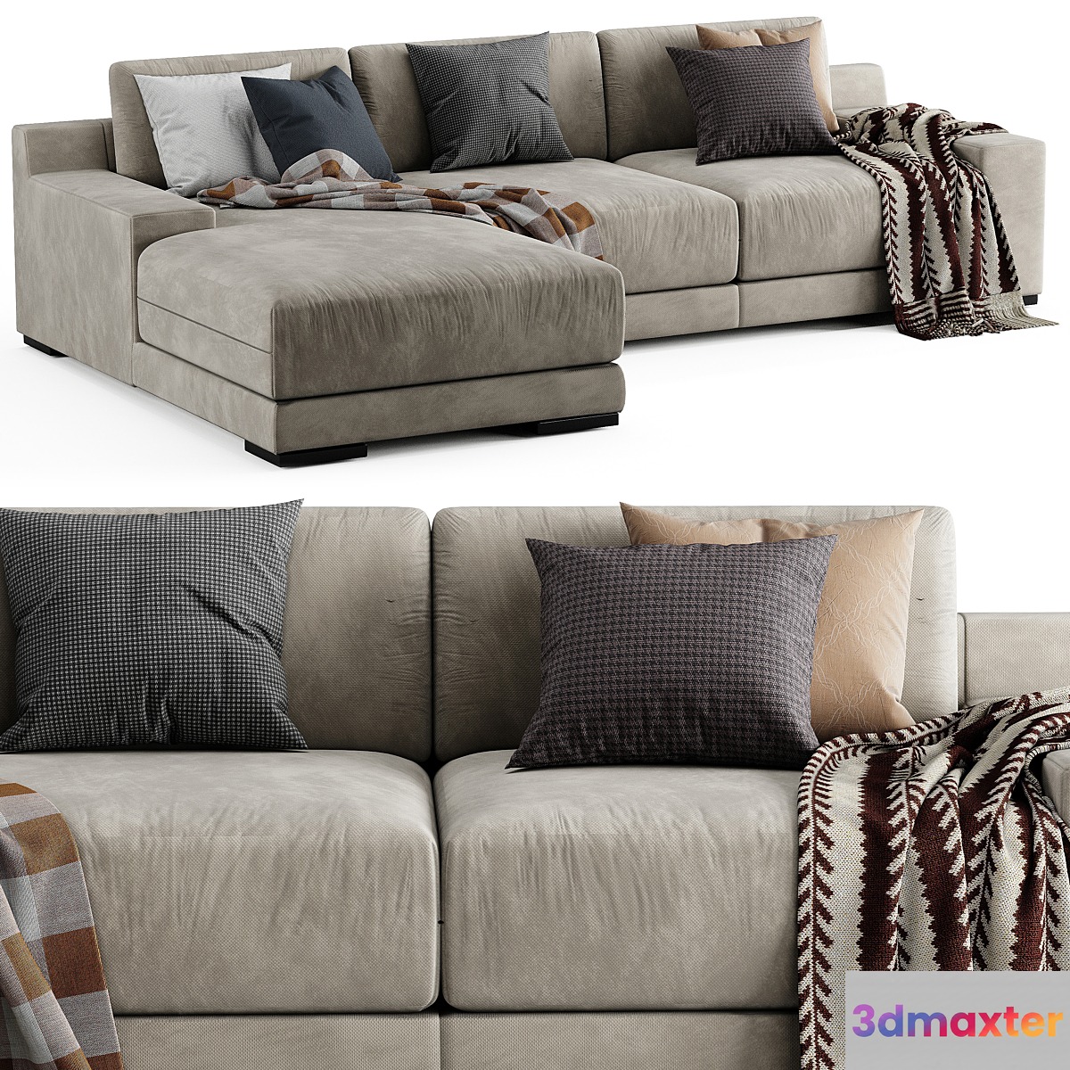 West Elm Dalton Chaise Longue Sofa