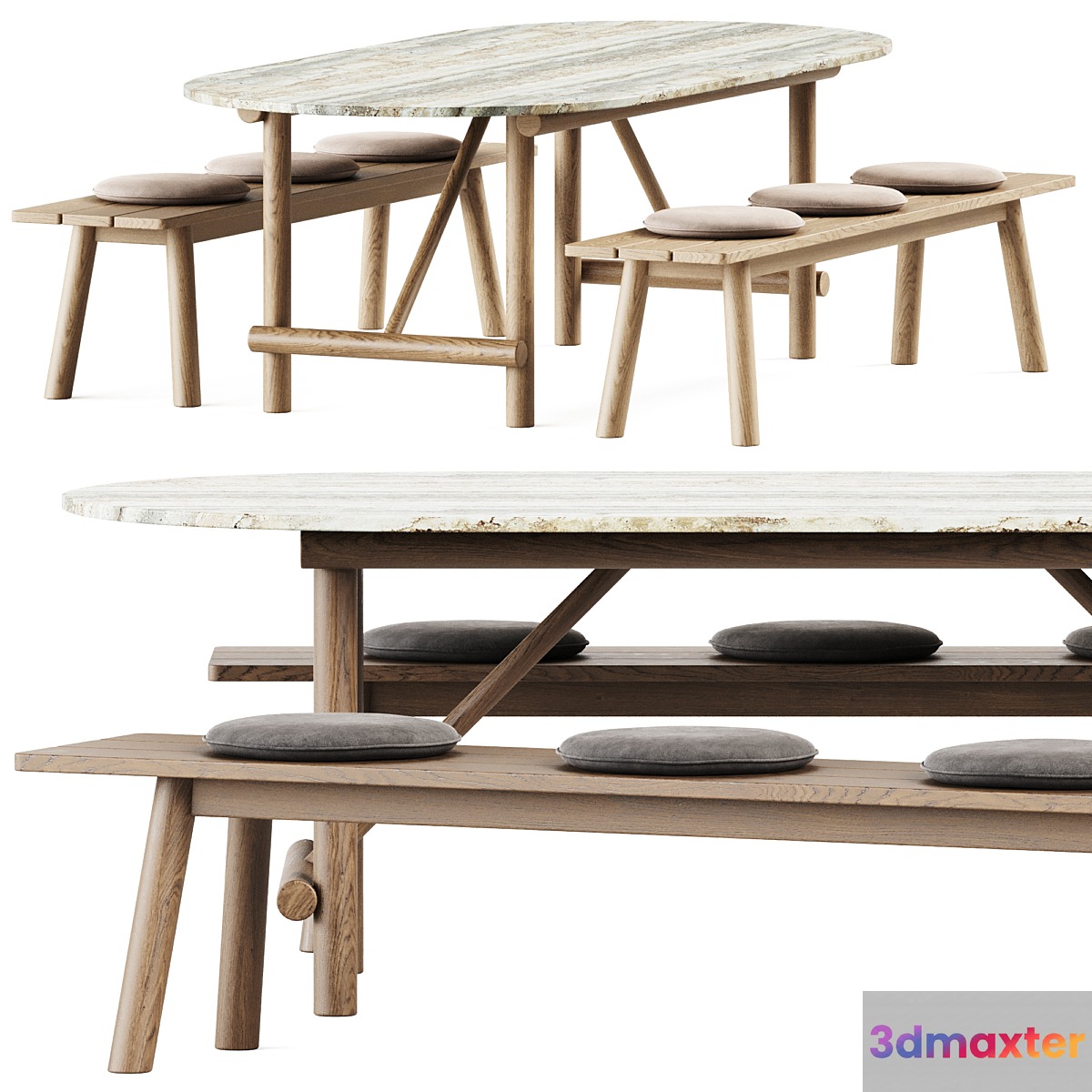 Ayana Outdoor Table and Bull Bench by B&B Italia