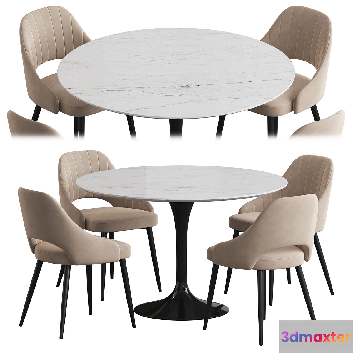 Tulip table M-City Fantine Dining set 3D Max