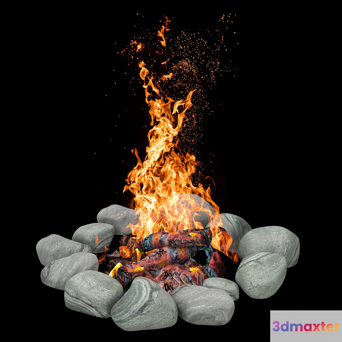 camping fire 007 3D Max