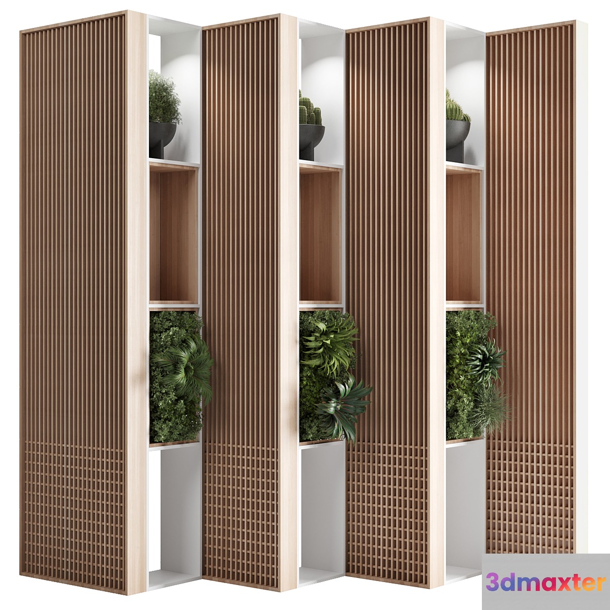 Wooden Partition With Plant 01