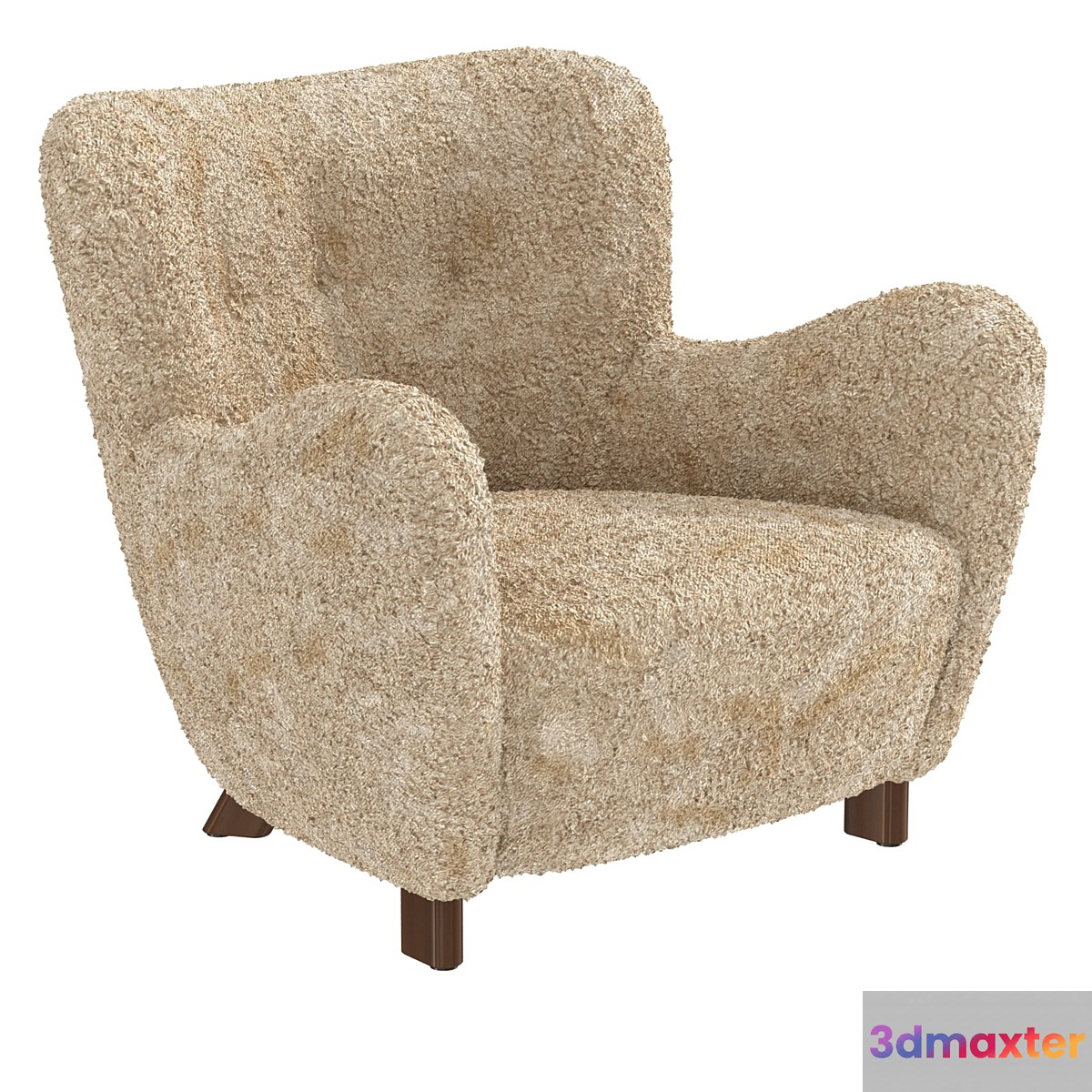 Fritz Hansen Easy Chair in Beige Sheepskin Model 1669 1930s 3D Max