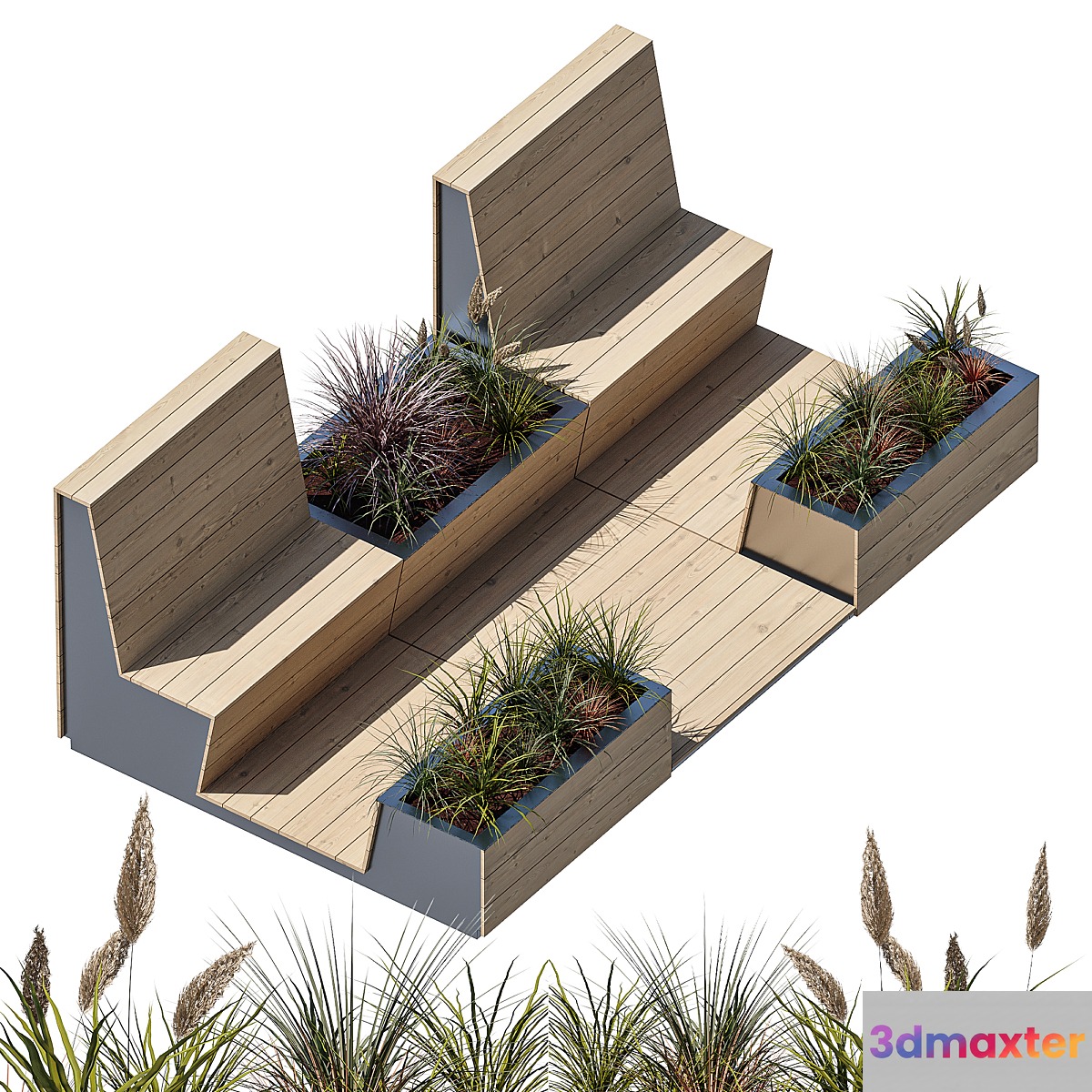 Parklet with two benches