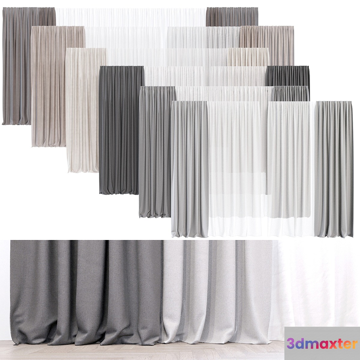 A set of curtains _ drapes
