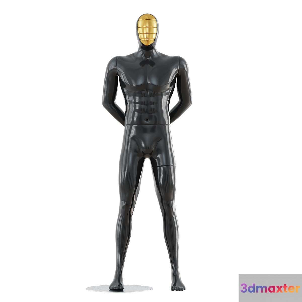 Black mannequin with gold mask 166 3D Max