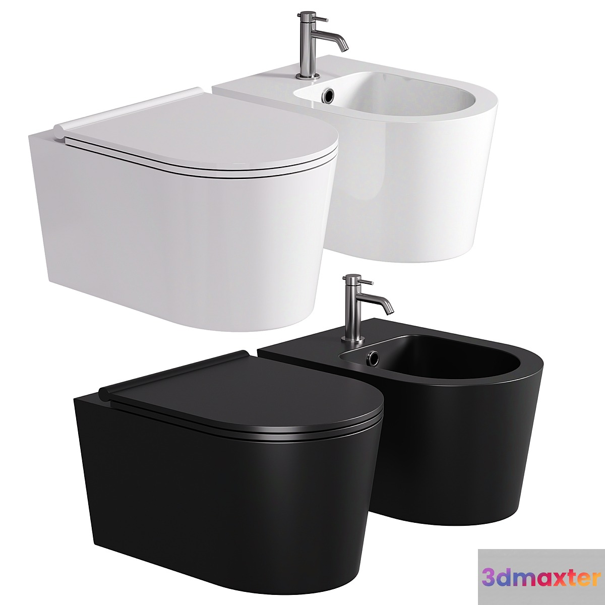 Saqu Trend compact hangtoilet randloos incl. toiletbril mat zwart - No.2