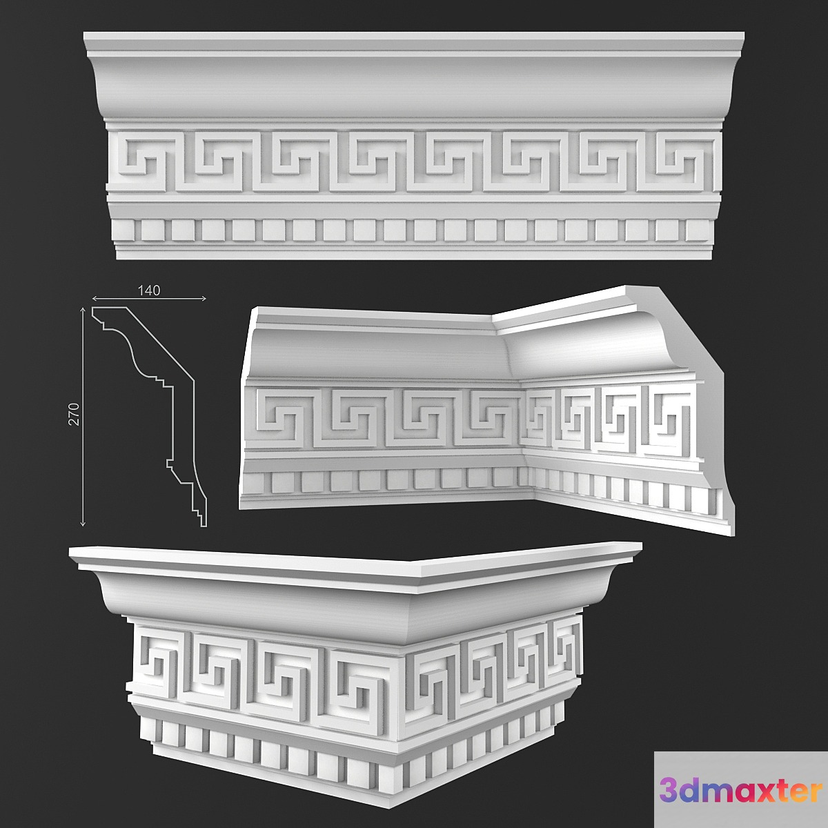 Ceiling cornice 50 KO 016 Gp 3D Max