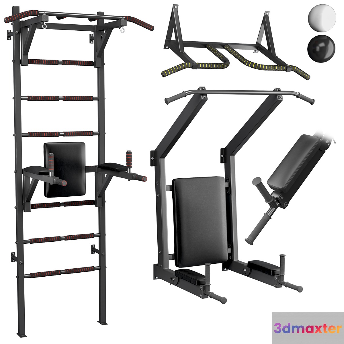 Set - Swedish wall horizontal bar-press folding bars and horizontal bar wall