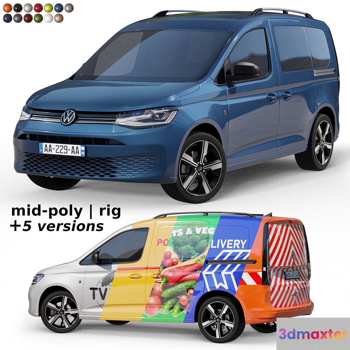 Mid-poly car Volkswagen Caddy 2022 - No.2