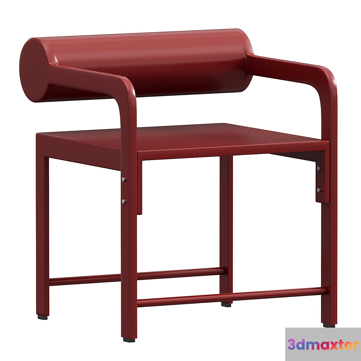 Waka Waka Contemporary Pompeii Red Lacquered Cylinder Back Accent Armchair