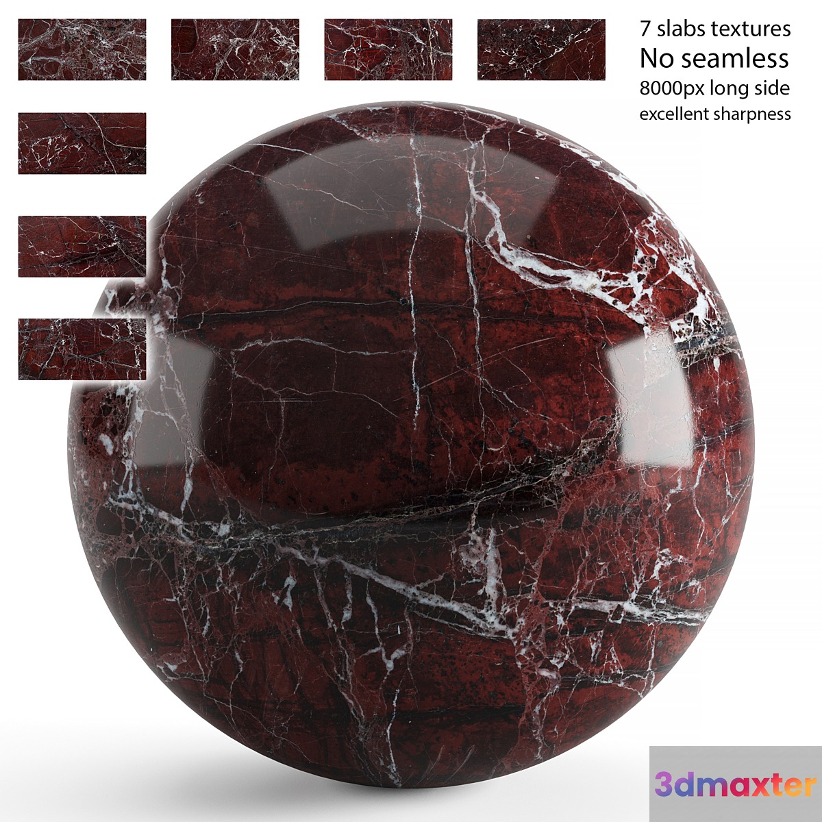 Red marble. 7 textures at 8k