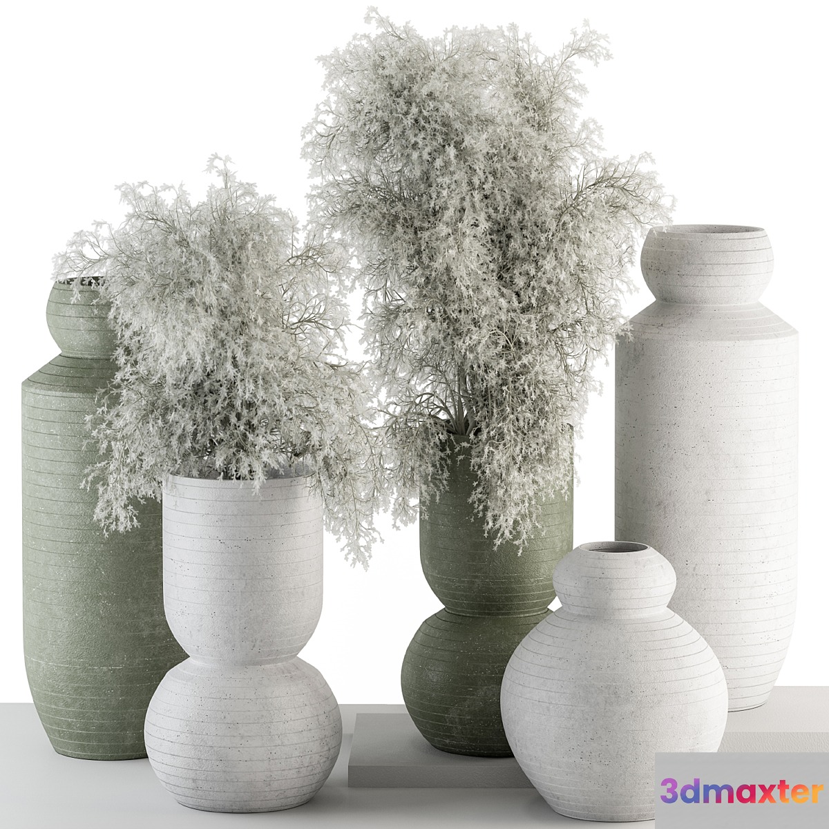 Vase and Plant Green and Gray Decorative Set - Set 102 - No.2