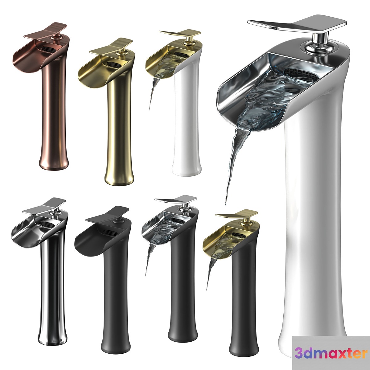 Waterfall Single Handle Basin Faucet 3D Max