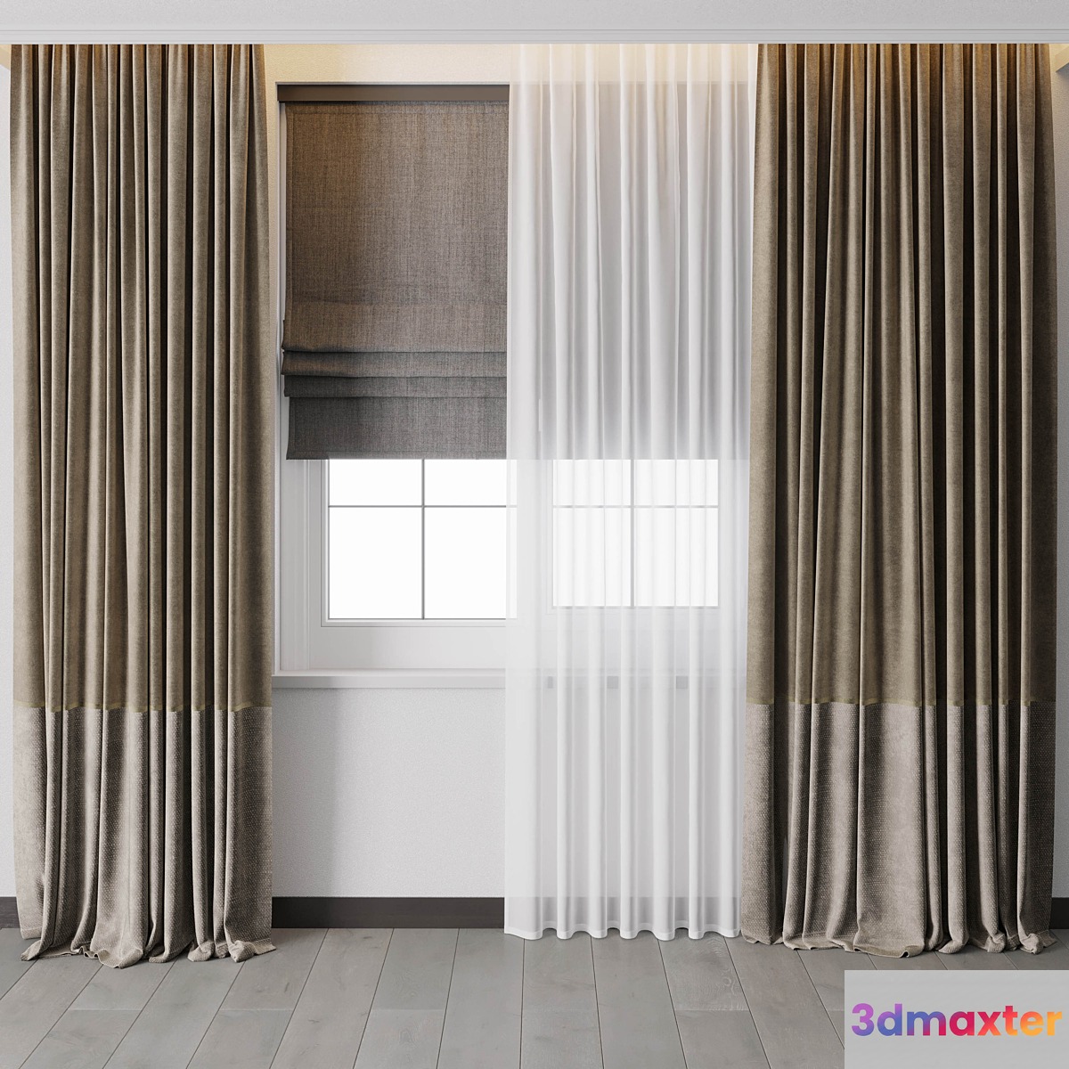 Hadi Curtain With Roman Blinds 56