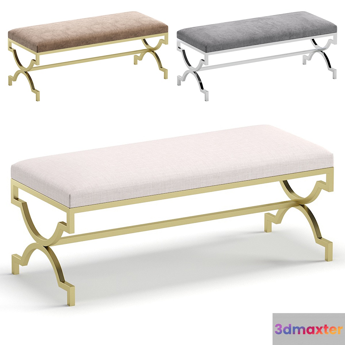 Bench LORREN by Cazarina Interiors 3 Colors Version 3D Max