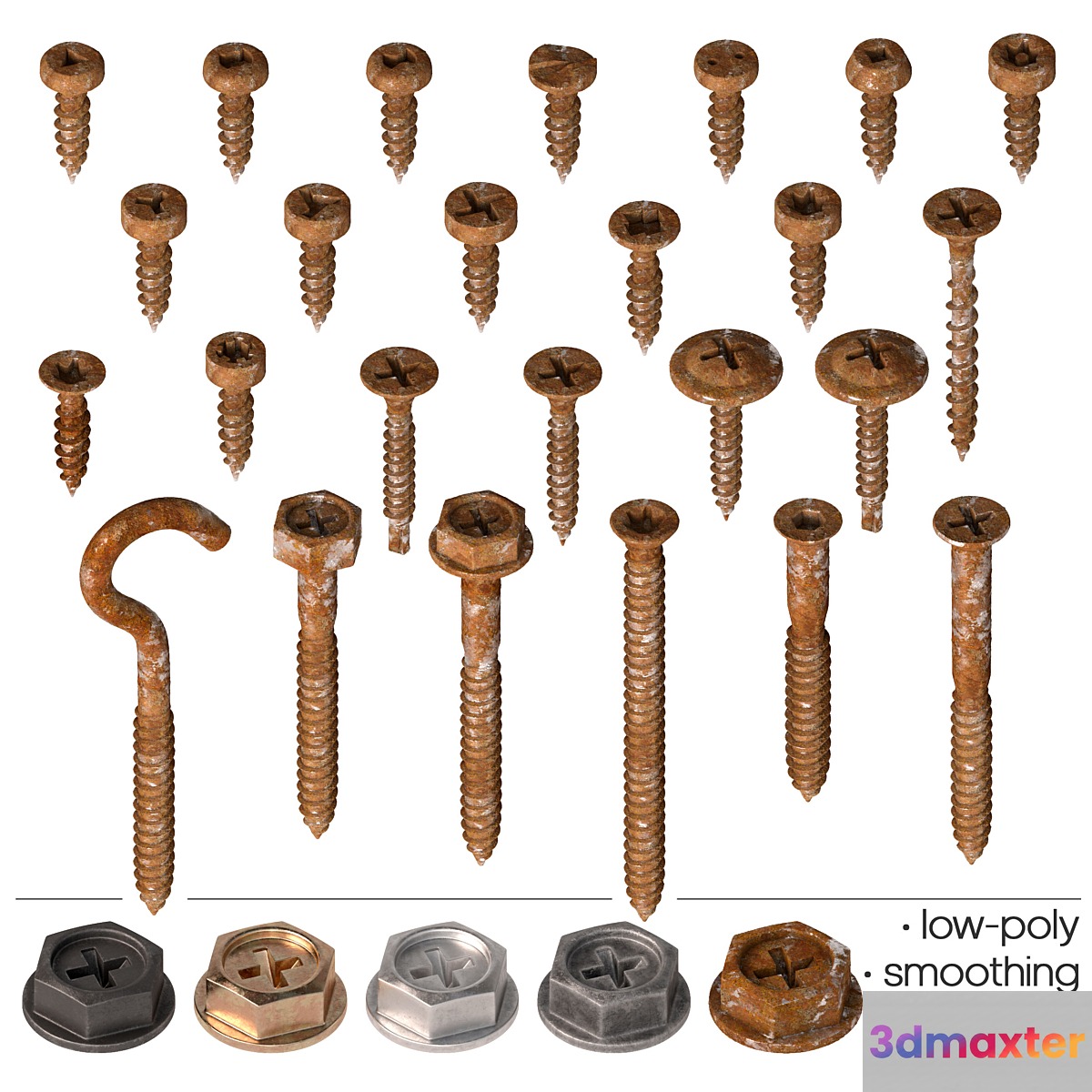 Screws self-tapping screws - Set-3 3D Max