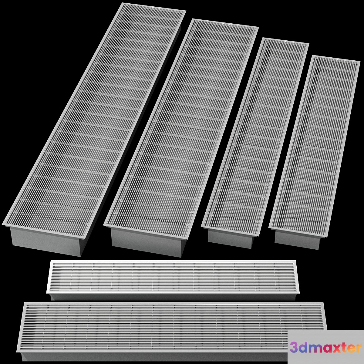 Underfloor recessed convector heating radiator 3D Max